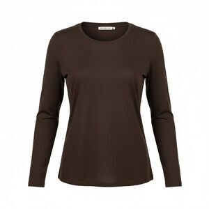 Rachel Zoe‎ Double Layer Long Sleeve Stretch Fitted Top Dark Brown Size XL